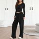 thumbnail image 2 of TaTaai Women's Home Wear Set, Long Sleeve Round Neck Top with Drawstring Pocket Pants, Soft Two Piece Matching Outfit for Casual Daily Lounge Gift, 2 of 8