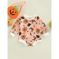 thumbnail image 2 of Bagilaanoe Newborn Baby Girl Boy Halloween Romper Sweatshirt Long Sleeve Bodysuit Pumpkin Print Pullover 6M 12M 18M 24M Infant Fall Tops Tee, 2 of 8