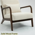 thumbnail image 4 of Aukfa Mid Century Modern Accent Chair w/ Lumbar Pillow for Living Room, Wood Frame, Velvet, Beige, 4 of 11