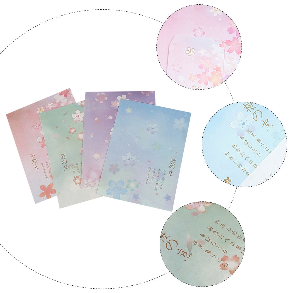 Supvox 5Set Blossoms Pattern Writing Paper Assorted Color Japanese Style Stationery for Letter Writing