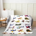 thumbnail image 2 of Kids Aircraft Throw Blanket All Season Child Cartoon Airplane Fleece Blanket 40x50,Boys Fighter Flight Helicopter Flannel Blanket Lightweight Warm Sofa Bed Couch Decor Teens Army Theme Plush Blanket, 2 of 6