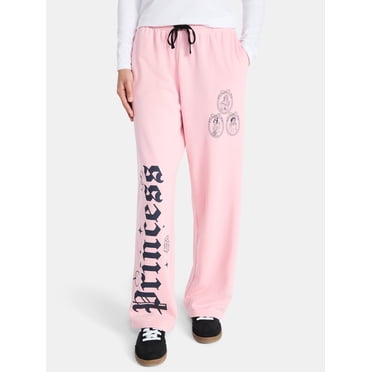 Disney Princess Women’s Graphic Wide Leg Fleece Pants, Sizes XXS-XL