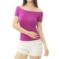 thumbnail image 5 of DARING DIVA Off Shoulder Crop Top XS Violet, 5 of 7