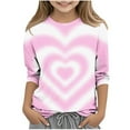 thumbnail image 2 of Pink Girls Gradient Heart Graphic Tee, 3-11Y 3/4 Sleeve Soft Stretch Relaxed Fit Crew Neck Casual Tee,Size 3 T, 2 of 5