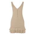 thumbnail image 4 of Sakmal Backless Dresses for Women Sleeveless Solid Ruffle Bodycon Dresses V Neck Zipper Knee Length Midi Dresses Khaki,S, 4 of 7