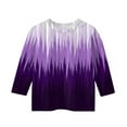 thumbnail image 3 of LTTVQM Toddler Girls 3/4 Sleeve Tops 9-10 Loose Fit Gradient Graphic T-Shirts Vacation Round Neck Blouses for Girls Fall Trendy Tops Dark Purple 9-10 Years, 3 of 4