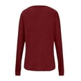 thumbnail image 6 of QUNYINEY Solid Women's Sweater Crew Neck Ribbed Knit Red Pullover Tops Long Sleeve Loose Casual Lightweight Sweaters, 6 of 7