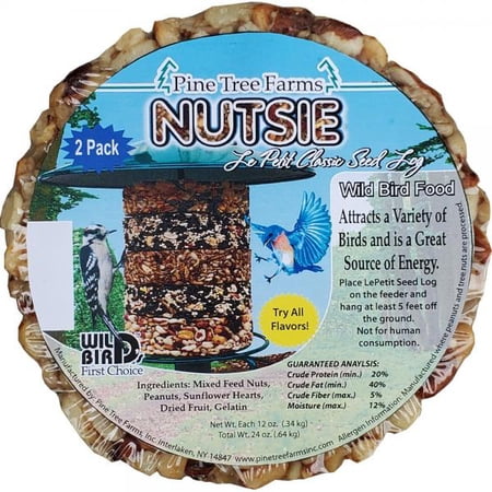 Pine Tree Farms, Inc. Le Petit Nutsie Classic Bird Seed Log, Food Log for Birds, 2 Pack