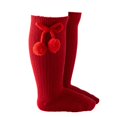 thumbnail image 1 of Calcetines hasta la rodilla para niños y niñas, calcetines sólidos, medias de princesa, cuidado del bebé a media pantorrilla (rojo, 2-3T), 1 of 5