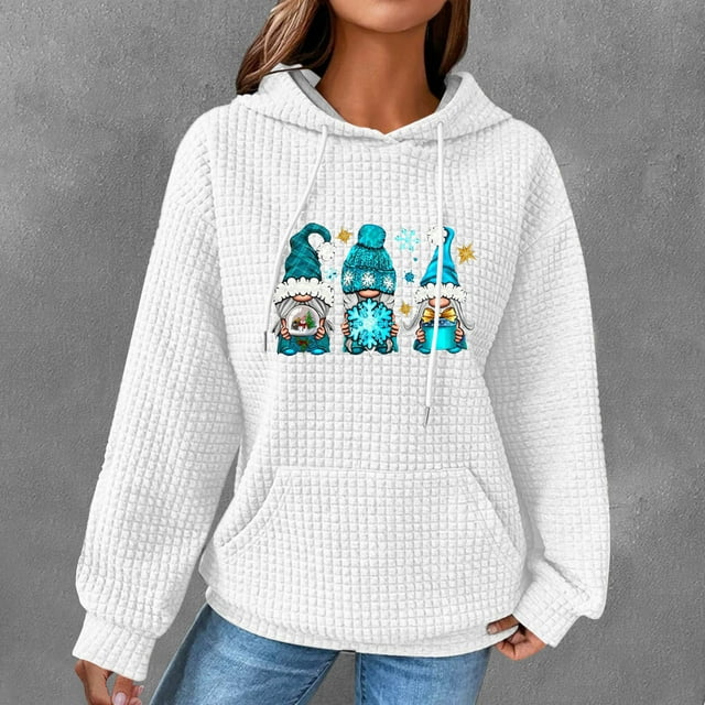 Nutroes Chandail à Capuchon pour Femmes 2025, Mode Chandails Décontractés à Manches Longues à Col Rond pour Femmes, Hauts, Blouse Chandail à Capuchon Uni