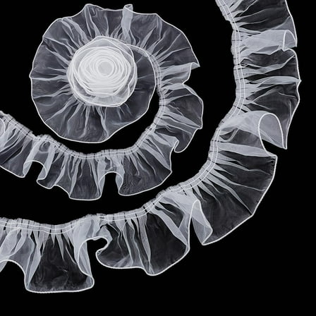 8 Yards White Organza Ruffled Pleated 3.7 Inch Organza Ruffled Fabric Lace Fabric Trim