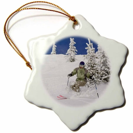 3dRose Telemark Skier, Whitefish Mountain Resort, Montana - US27 CHA1219 - Chuck Haney - Snowflake Ornament, (Best All Mountain Telemark Ski)