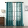 thumbnail image 2 of Teal Linen Curtains Nickel Grommet Semi-Sheer Curtains - Energy Saving Light Filtering Window Treatments Draperies for Bedroom/Living Room/Sliding Door, Teal, 2 Panels, 52 x 84 - I, 2 of 5