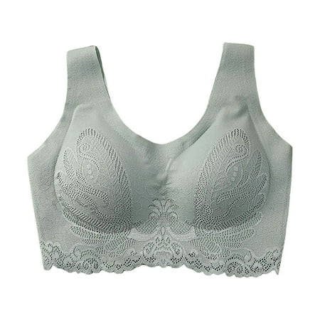YHGFVOKJ Bras for Women Casual Fashion No Steel Ring Gathering Lightly Lined Smoothing Comfort Foam Sleep Latex Underwear Bar Underoutfit Bras for Women Green M