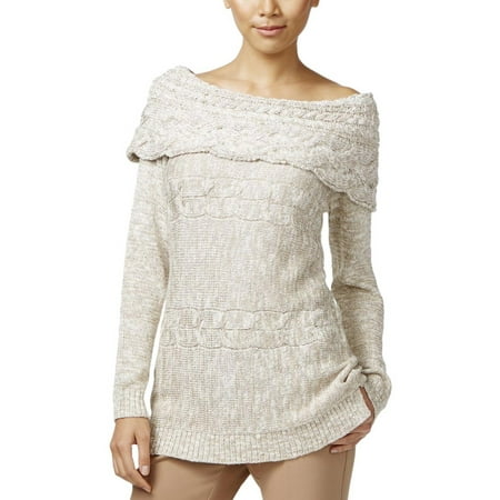 - INC Womens Fold-Over Boatneck Pullover Sweater