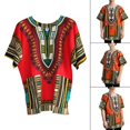 thumbnail image 6 of yotijay African Dashiki T Shirt, Comfortable V Colour Short Sleeve Shirts Tops , Size, 6 of 8