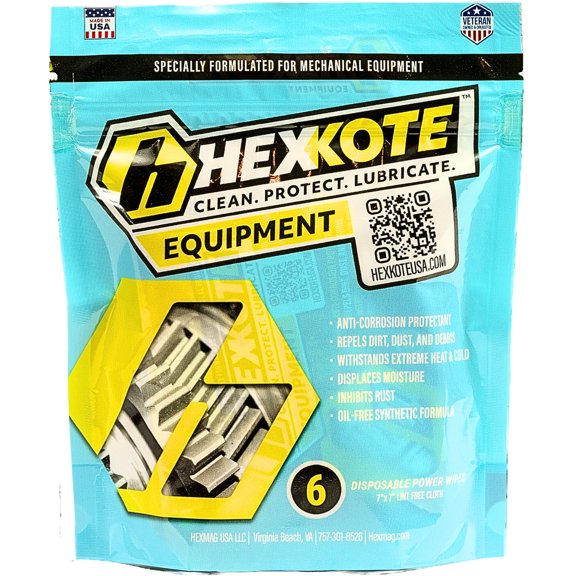 HEXKOTE Equipment Dry Lube Gun Knife Cleaner Lubricant Disposable Wipes (6 Pack)