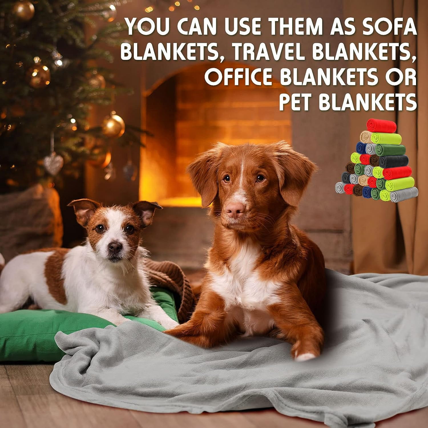 24 pack Trail maker 60”L x 50”W Solid Color Hypoallergenic Fleece Throw Blankets in Assorted Colors