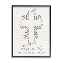 Stupell Industries This Is Us Botanical Cross Symbol Religious Painting Black Framed Art Print Wall Art