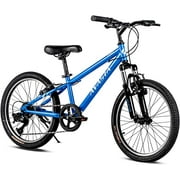 AVASTA 20" Kids Mountain Bike for 5,6,7,8,9 Years Old Boys Girls with 6 Speeds Drivetrain,Suspension Fork, Blue