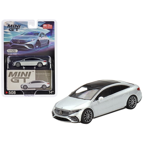 Mercedes-Benz EQS 580 4MATIC Silver Metallic with Black Top Ltd Ed to 2040 pcs 1/64 Diecast Model Car by Mini GT