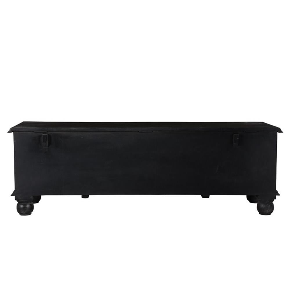 Taran Designs Bailey Carved Solid Wood Storage Ottoman in Black
