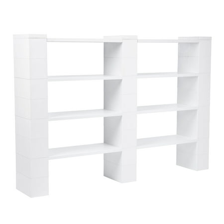 EverBlock 4 Level Double Shelving Kit 72” W | For Office Playroom & Bookshelves | Giant Building Blocks | Easy to Connect & Reuse | Indoor & Outdoor Use | Build Displays & Structures | Light Gray