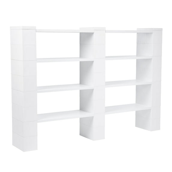 EverBlock 4 Level Double Shelving Kit, 72” W | For Office, Playroom & Bookshelves | Giant Building Blocks | Easy to Connect & Reuse | Indoor & Outdoor Use | Build Displays & Structures | Light Gray