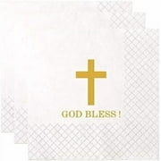 100 Pack of Cross Paper Napkins for Religious Party, Baptism, Confirmation, Christening, First Communion, Birthday Party