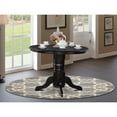 thumbnail image 3 of East West Furniture SHFO3-BLK-01 3-Pc Dinette Room Set Includes 1 Pedestal Dining Table and 2 Cream Linen Fabric Dining Padded Chairs with Button Tufted Back - Black Finish, 3 of 3