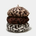 thumbnail image 6 of HNMKIU Fashionable Ladies Beret Hat with Elegant Leopard Print Design for Warm Winter Style White,One Size, 6 of 6