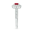 thumbnail image 3 of ANGARA Natural Vintage Inspired Ruby Milgrain Ring with Diamond Halo in 14K White Gold for Women (Size-5mm) | July Birthstone Jewelry for Her | Natural Ruby Rings, 3 of 10