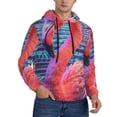 thumbnail image 2 of Honeii Digital Flamingo Vibrant Art Pattern Mens Hoodies Men's Loose Sleeve Sweatshirt,Pullover Hooded Sweatshirt for Men,Essentials Hoodie-4X-Large, 2 of 7