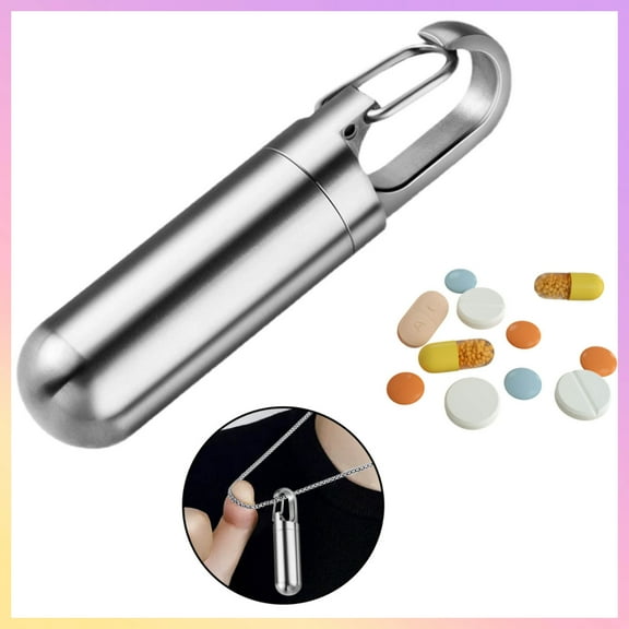 Clearance Sale Stainless Steel Keychain Pill Holder – Waterproof Portable Pill Case for Travel, Mini Pill Container with Locking Clip, Secure & Durable for Purse/Pocket