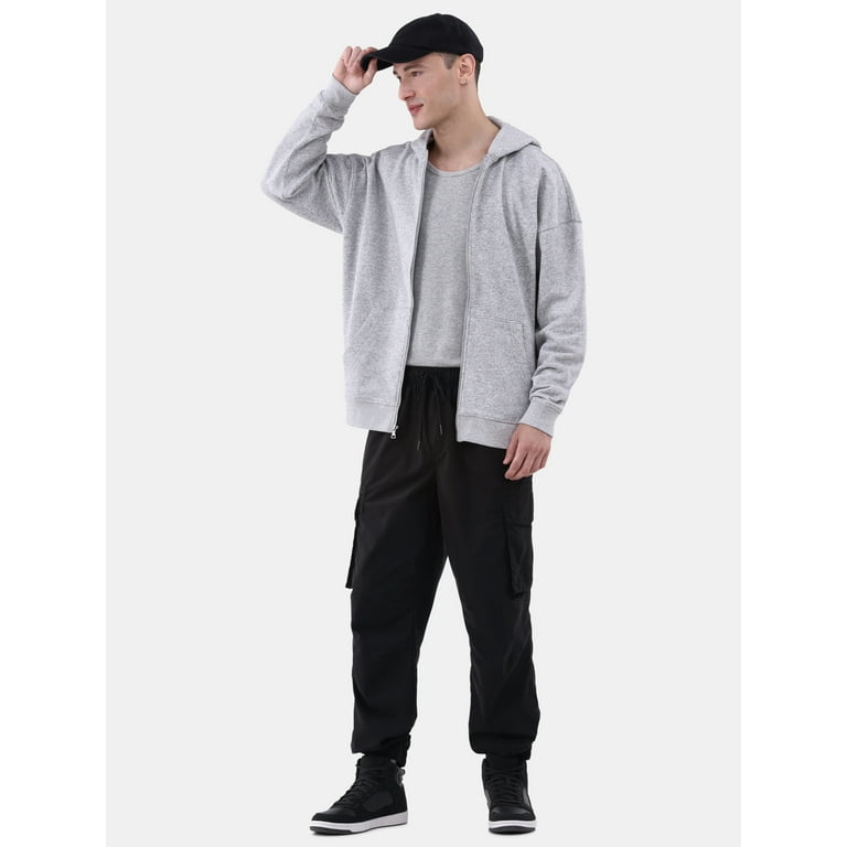 No Boundaries All Gender Soft Fleece Zip Front Hoodie, Men's