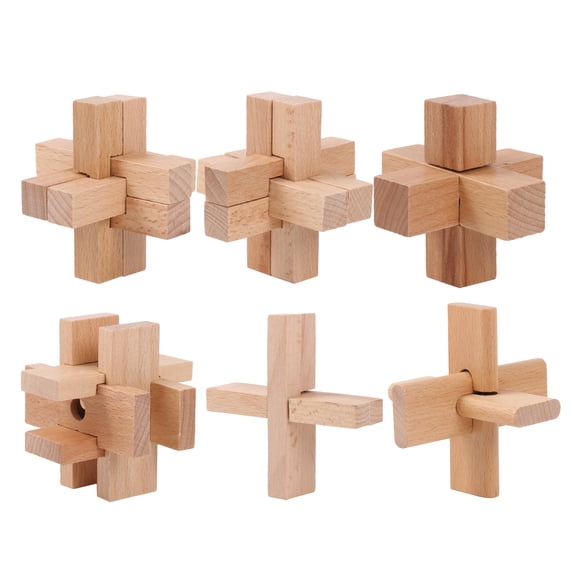 6-in-1 Lock 3D Wooden Puzzle for DIY Home Decoration Difficulty Level 1