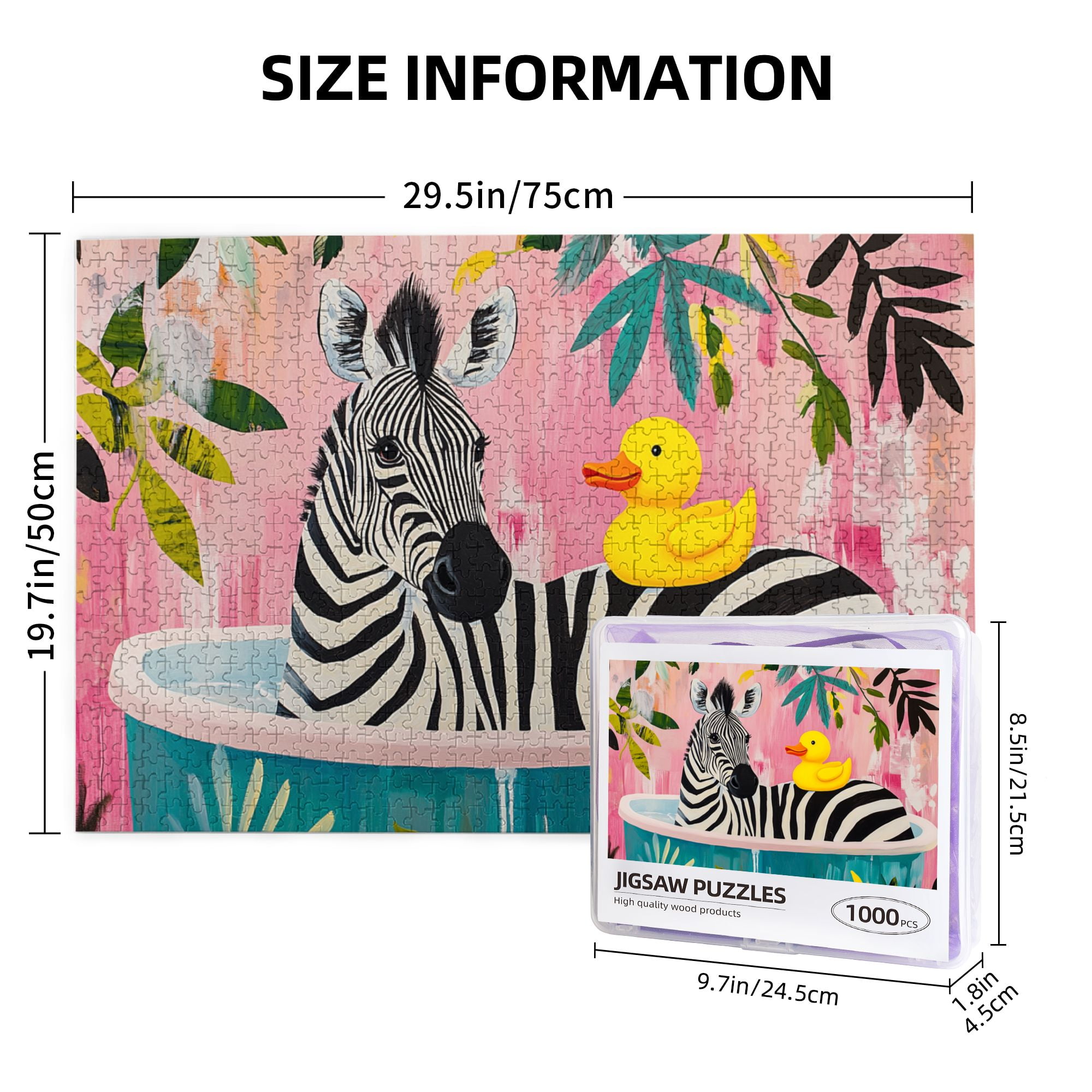1000 pcs Zebra's bathing time 1000 Piece Wooden Puzzles,Unique Animal Art High difficulty puzzle 1000 Piece,Stunningly Vibrant Colors,for Animal & Puzzle Lovers,Creative Activity Hobbies for Adults