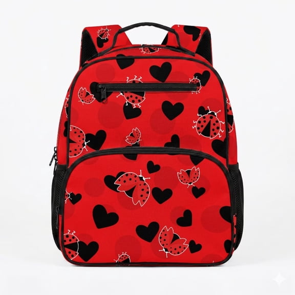 chaqlin Heart Ladybug Backpack for Toddler Boys Preschool Kindergarten Mini Daypack Lightweight Elementary Schoolbag Casual for Daily Use