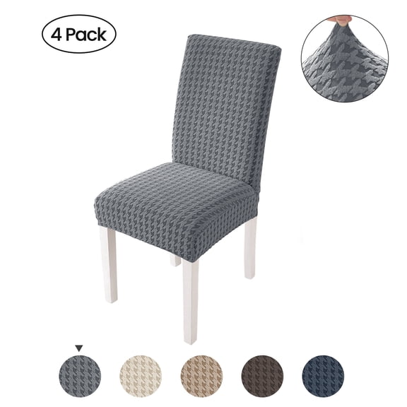 JIATER Dining Chair Covers Stretch Washable Chair Slipcovers Protector Set of 4,Light Gray