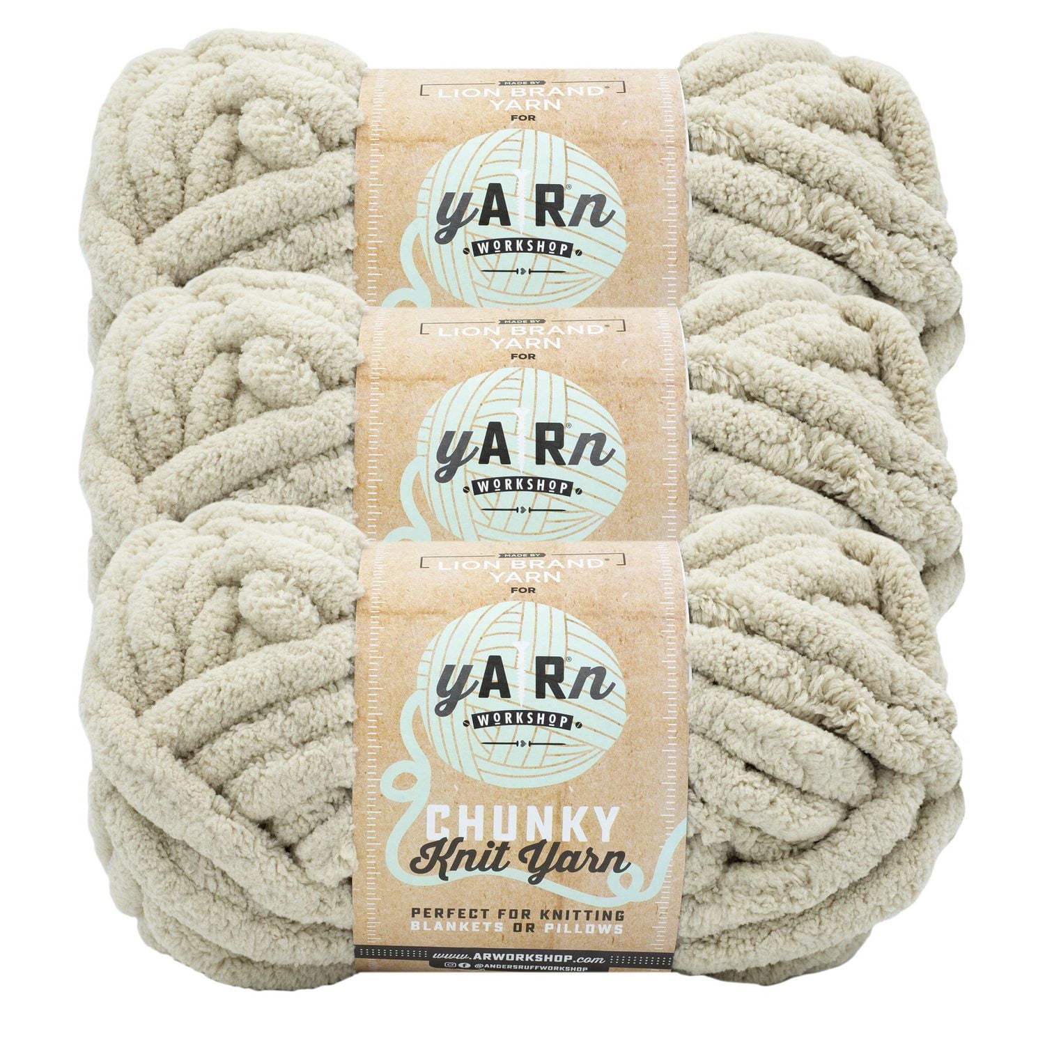 Lion Brand AR Workshop Chunky Knit Linen Yarn #7 Jumbo Polyester Chenille Yarn 226g /26m 3-Pack