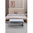 thumbnail image 2 of Boucle Fabric Entryway Bench End of Bed, Loveseat Ottoman Footstool Bedroom Bench Vanity Bench Indoor Shoe Bench with Gold Metal Legs for Entryway Bedroom Living Room, Light Blue, 2 of 8