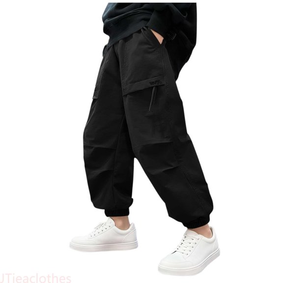 JTieaclothes Boys Cargo Pants Casual Streetwear Joggers For Youth Fashionable Loose Fit Trousers With Multiple Pockets Comfortable Daily Wear,Boys Pants Sizes 4-5 Years