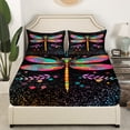 thumbnail image 2 of Drap-housse Dragonfly Format Simple, Drap de Lit Animal Libellule Coloré Feuilles Rustiques Pois Ensemble de Literie pour Enfants Adultes Polyester Doux Poche Profonde Drap 2 Pcs, Sans Drap Plat du Dessus, 2 of 5