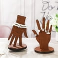 thumbnail image 2 of Gkeoshab Desktop Ornament Set Real Wooden Hand Form Jewelry Display 2 Way Design For Wall Hanging Or Standalone Mannequin Finger Hand Display Premium Real Wood Sturdy Base Brown Color, 2 of 6