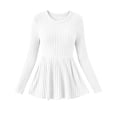 thumbnail image 5 of Hurxie Womens Fall Sweaters Knit Babydoll Peplum Sweater Tops Long Sleeve,Crew Neck,Casual,Pullover,Winter,Crop,Ladies,Soft,Trendy,Ribbed,Ruffle,Work,Going Out, 5 of 6