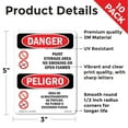 thumbnail image 2 of Paint Storage No Smoking Flames Bilingual OSHA Danger Vinyl Decal Label 5 Inch x 3.5 Inch - 10 Pack, 2 of 6