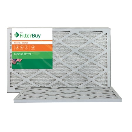 Furnace Filter 13x25x1 AFB Bronze MERV 6 13x25x1 Pleated AC Furnace Air Filter. Pack of 2 Filters. 100% produced in the USA. ()