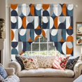 thumbnail image 2 of Vintage Mid-Century Swag Valances for Windows 2 Pack Modern Abstract Geometric Orange White Swag Kitchen Curtains 36 Inches Long Rod Pocket Short Window Treatment for Kitchen Bathroom 28"x36", 2 of 8