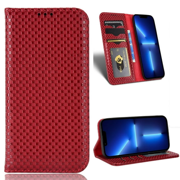 Allytech Wallet Case for Apple iPhone 14 Pro,Anti-fall Premium PU Leather Anti-scratch Magnetic Closure Flip Kickstand Card Holder Purse Protective Phone Cover,Winered