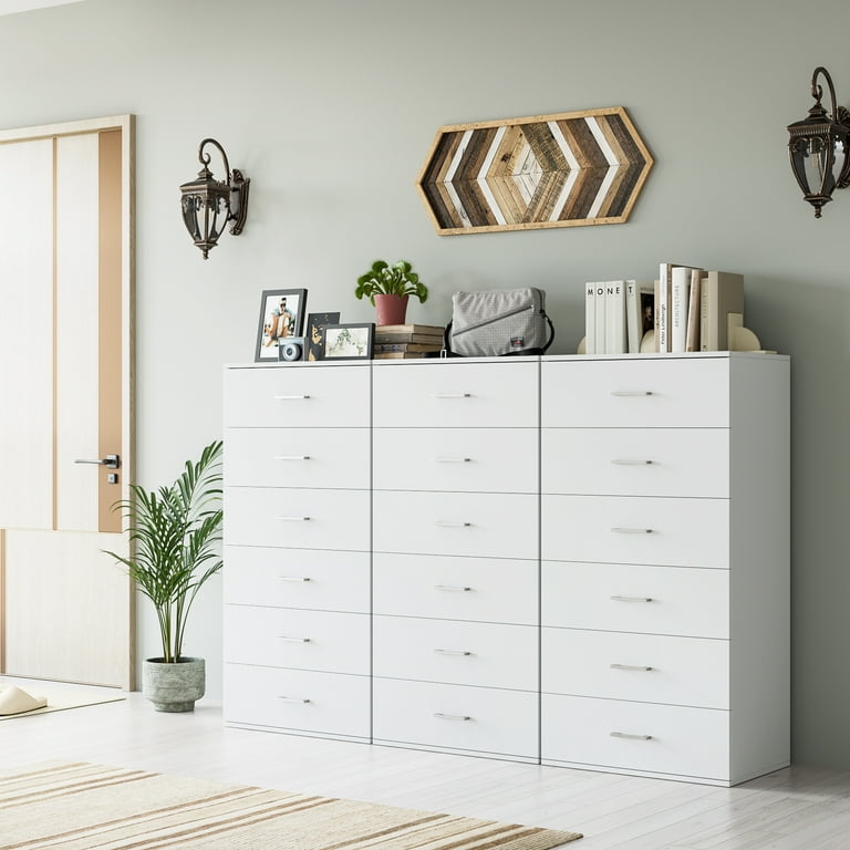 Homfa 6 Drawer White Dresser, Tall Chest of Drawers Storage Cabinet for  Bedroom Office Living Room